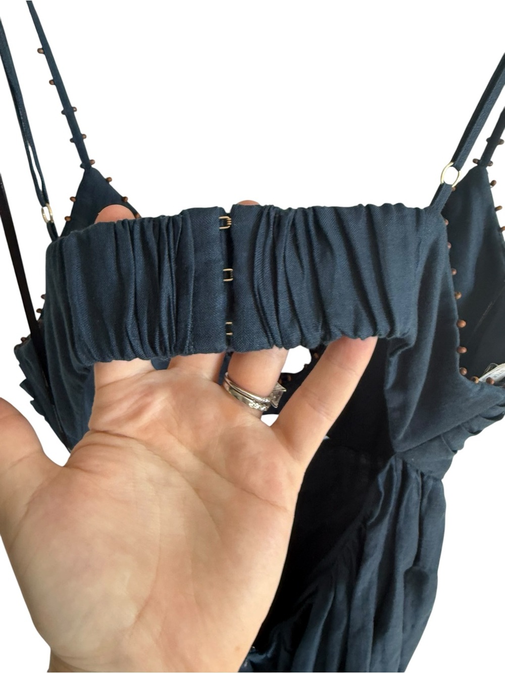 ZIMMERMAN Navy Cutout Maxi Dress with Spaghetti Straps - Picture 6 of 15